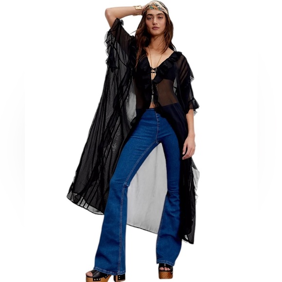 Free People Denim - We The Free Penny Pull On Flare Leg Stretch Waist Denim Jeans Size 25 Boho 70's